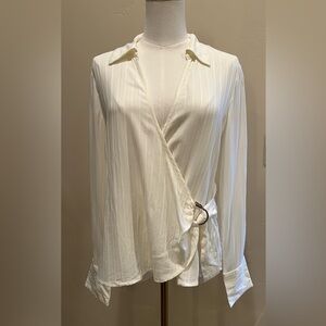 Vero Moda Cream Wrap Blouse with Ring Detail
